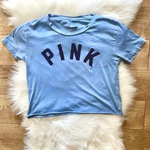 Pink • Blue Crop Top • Size Medium